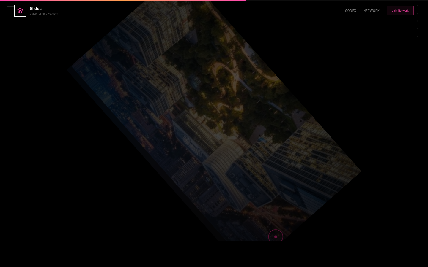 Live screenshot of the Codex narrative and catalog experience
